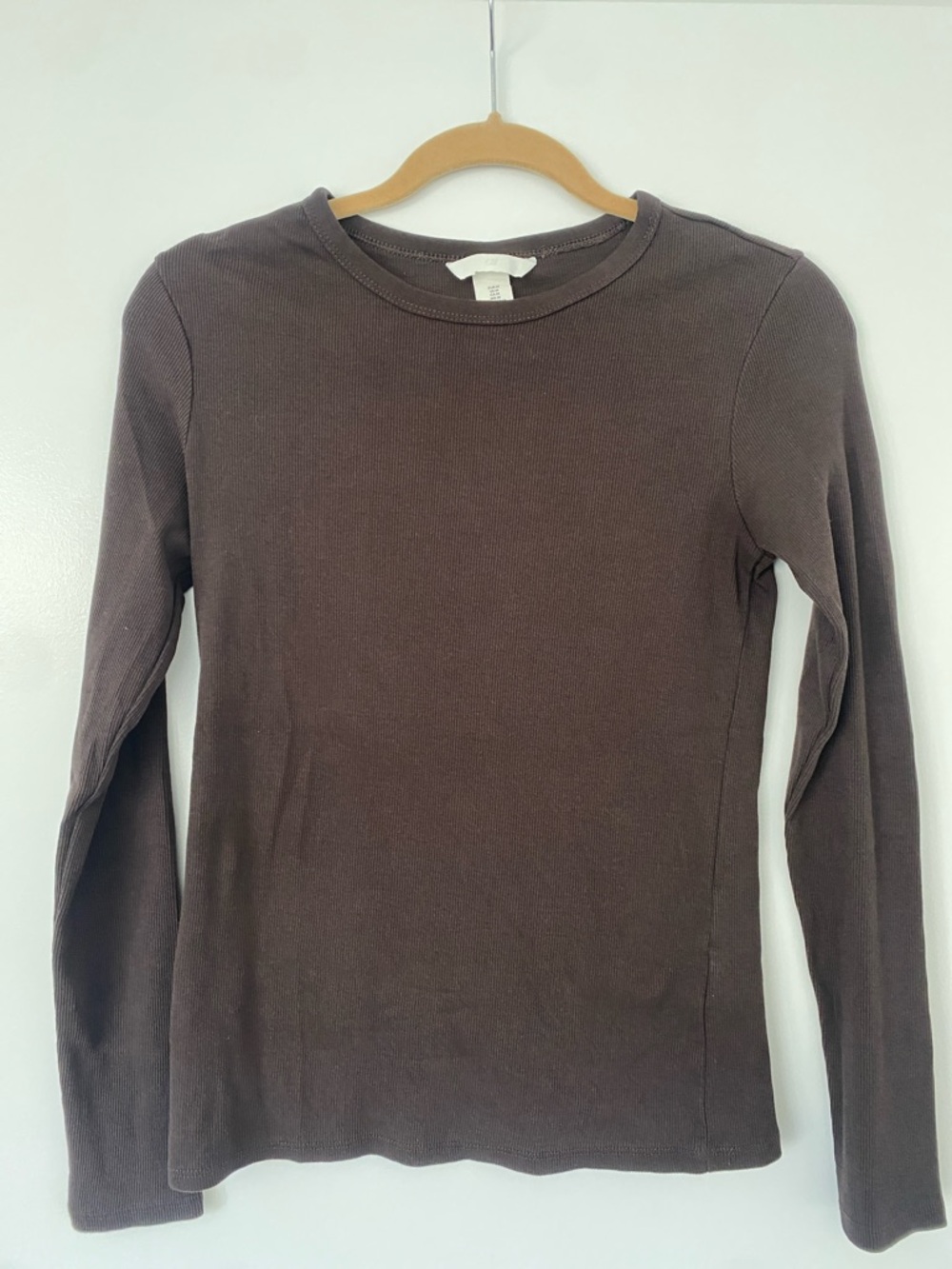 NWOT H&M Ribbed Long Sleeve Crewneck Top - Brown